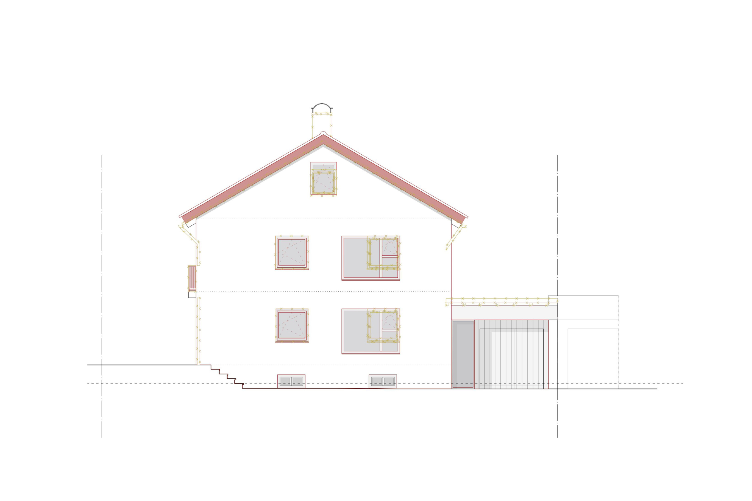 Doppelhaushälfte, Holzbauweise, Sanierung, Anbau