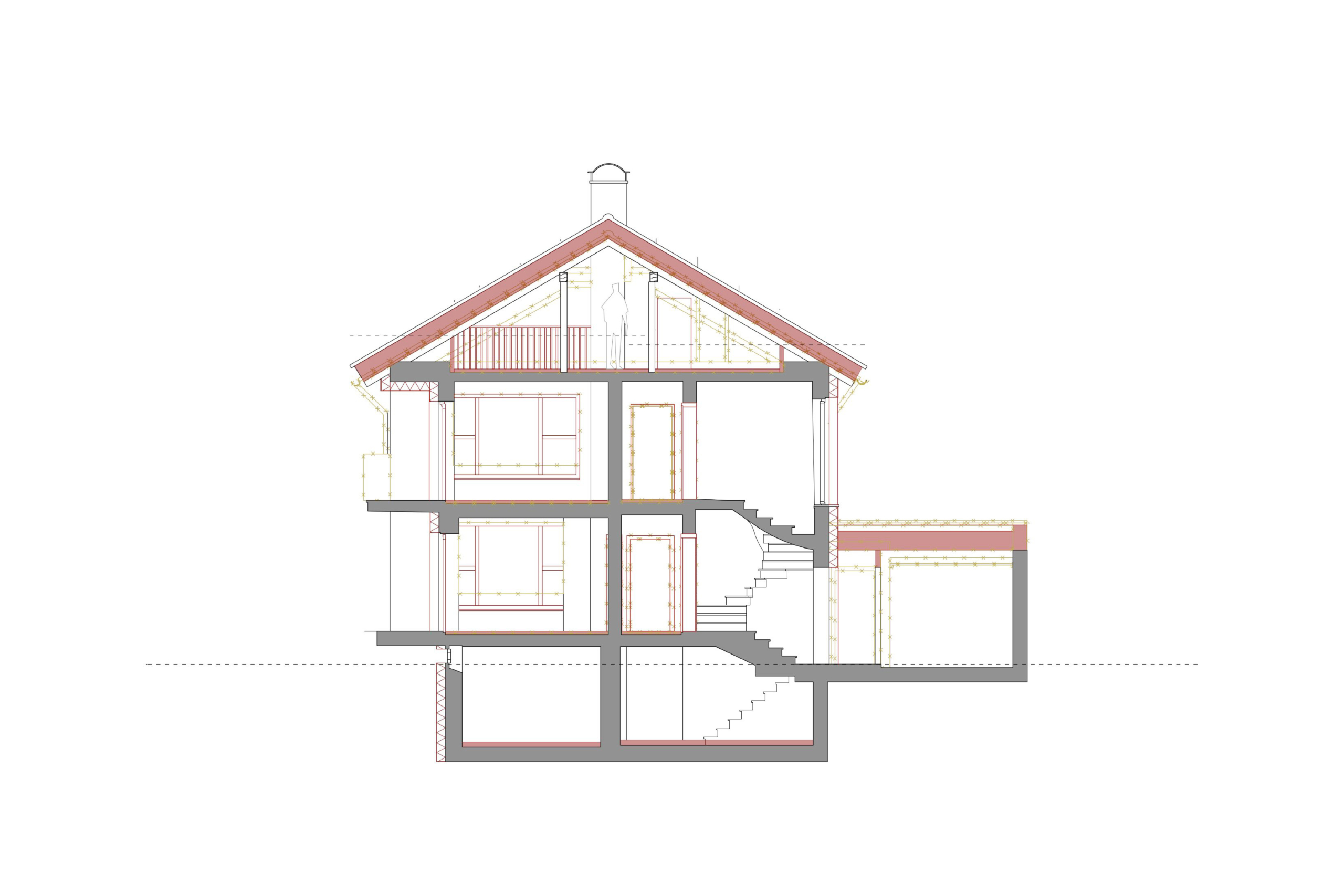 Doppelhaushälfte, Holzbauweise, Sanierung, Anbau