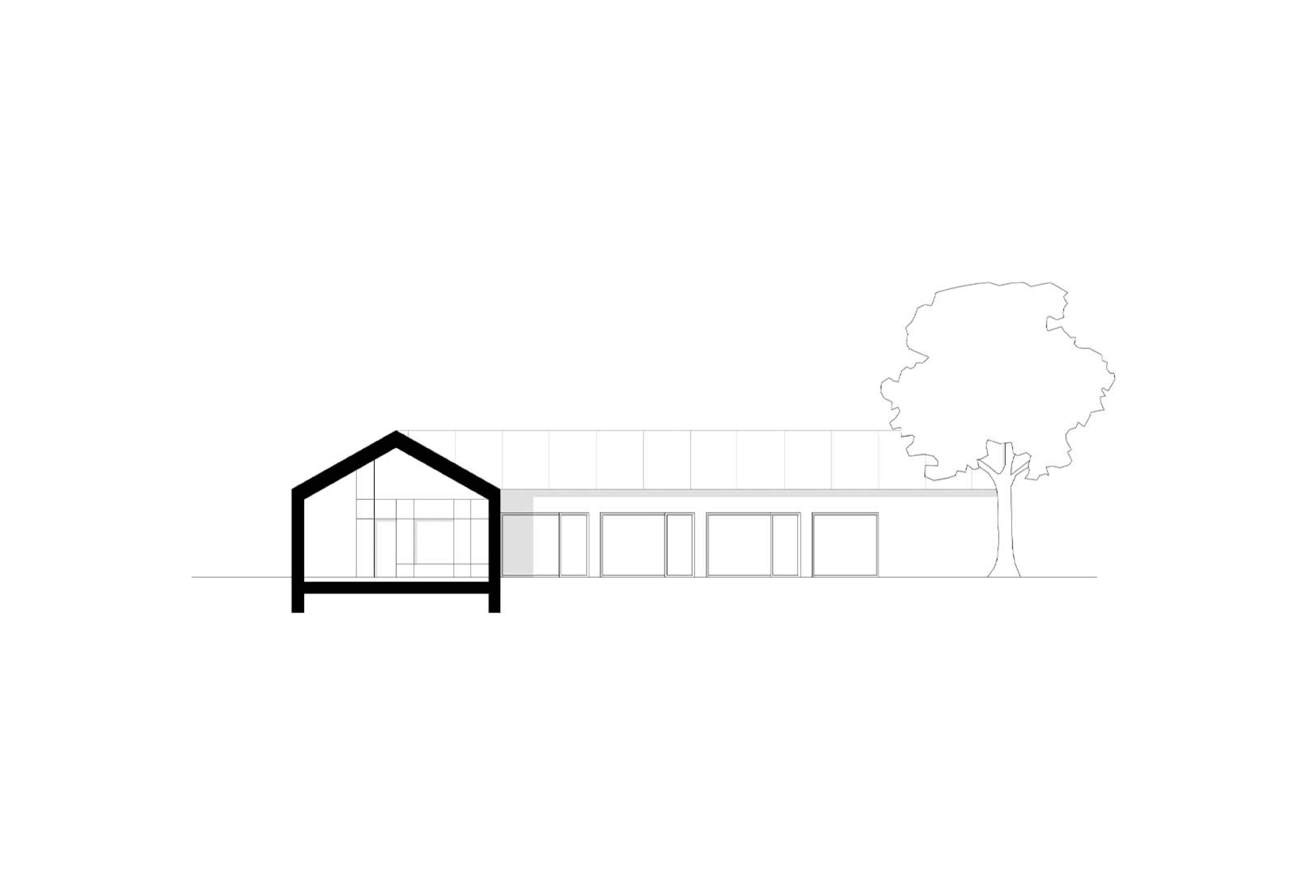 Einbauten, Bungalow, Neubau, Baukörperstudie